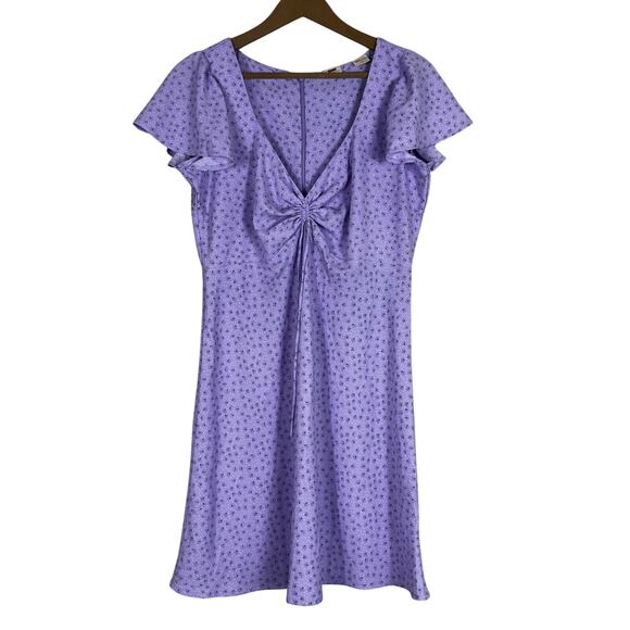 Levi’s Skylar Flutter Dress Womens L Pastel Purple Floral Mini Cottagecore Twee - Picture 2 of 7